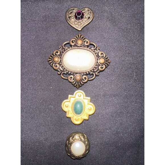 Jewelry - Bundle of 4 vintage gold tone multicolor cabochons random button covers